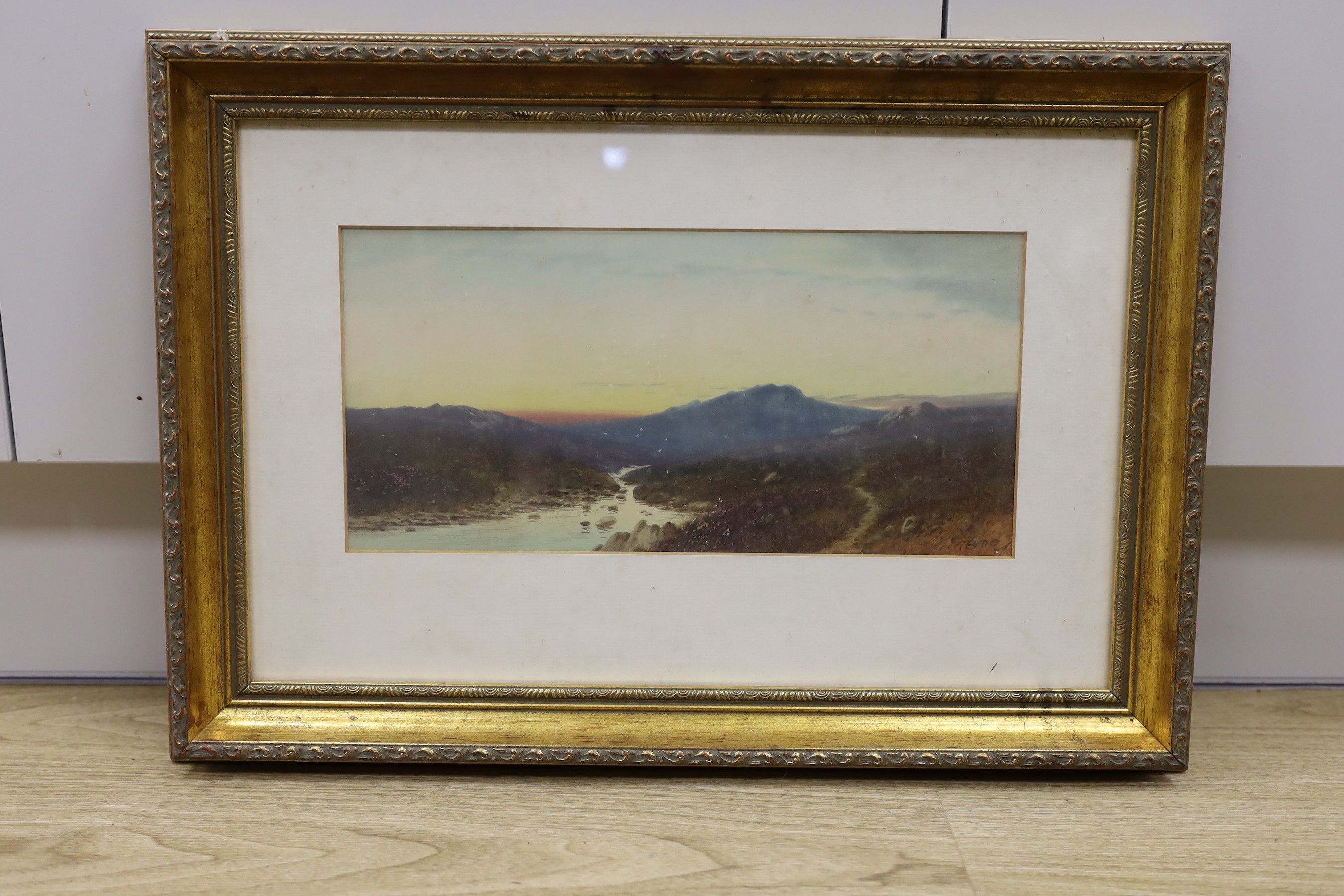 George Trevor (fl.1920's-40's), watercolour, Dartmoor landscape, signed, 17 x 35cm